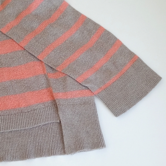 Banana Republic Soft Nylon Viscose Knit Orange Tan Stripe Long Sleeve Sweater M - Picture 3 of 11